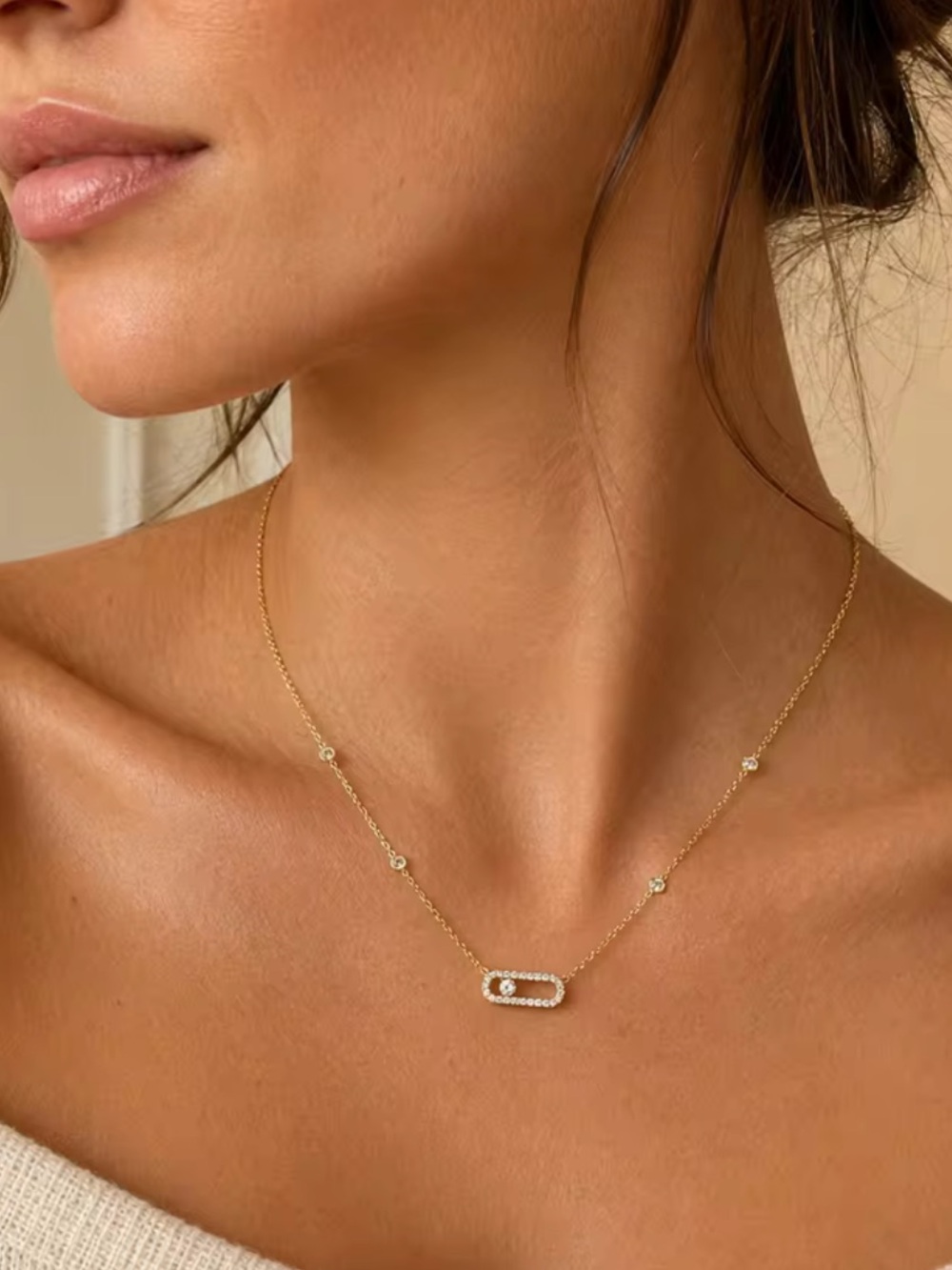 Kohl's Gold Bar Necklace with Crystal Accents